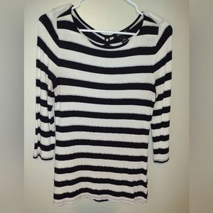 White House Black Market White, Black and Silver Striped Top, Size XS
